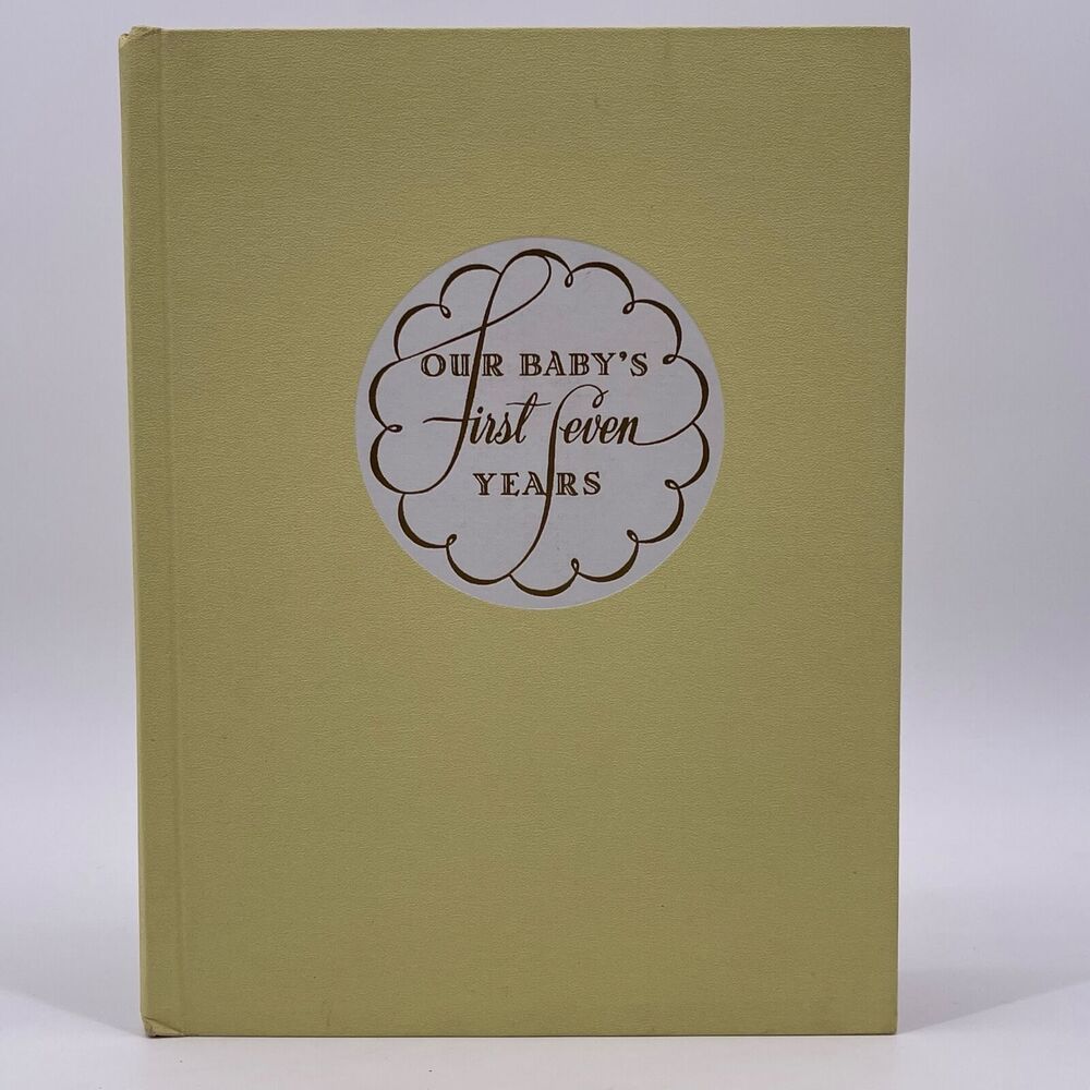 Vintage 1955 Baby Book Babys First Seven Years Record Blank Retro Yellow Cover